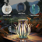 Solar Lanterns Outdoor Waterproof Hanging Lanterns as Birthdays Gifts for Women Mom Grandma Metal Garden Decor for Outside Solar Lights for Yard, Patio, Lawn, Porch, Backyard (Gradient Blue)