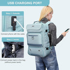 PIJUSHI Carry on Travel Backpack for Women Convertible Duffel Bag Backpack Large Luggage Rucksack Fit 16 Inch Laptop(PE039 Blue)