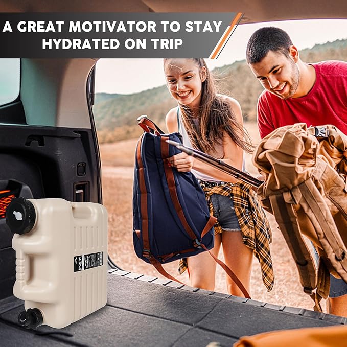 5 Gallon Water Jug, Camping Water Container BPA Free Water Storage with Spigot No Leakage Portable Emergency Water Tank for Outdoor Hiking Camping Picnic Supplies Beige