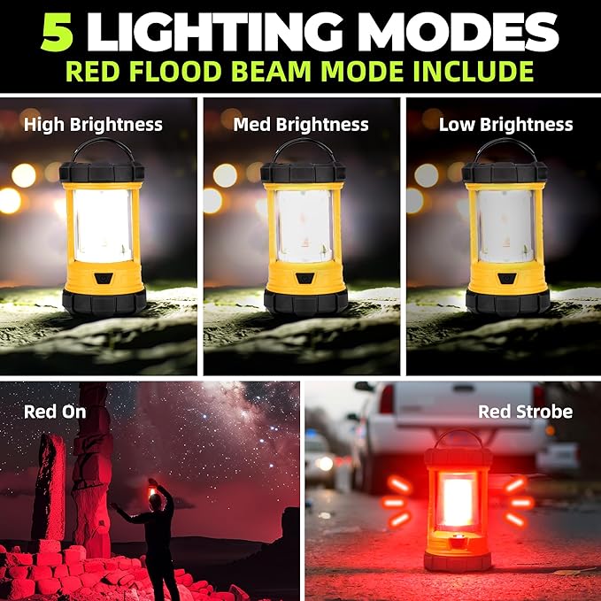 Camping Lantern 3000LM, LED Lanterns for Power Outages with 4400mAh Phone Charger, Impact-Resistant Rechargeable Lantern, 5 Light Modes Waterproof Lantern for Hurricane Emergency(Orange)