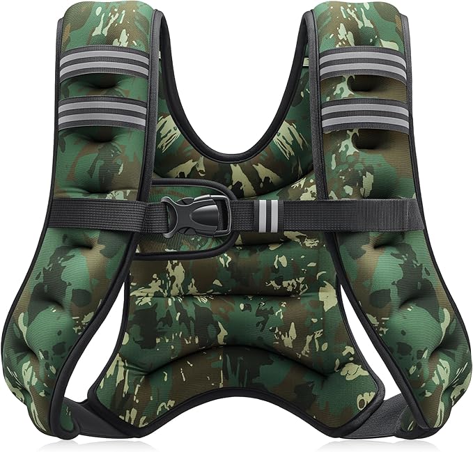 ZELUS Weighted Vest, 6lb/8lb/12lb/16lb/20lb/25lb/30lb Weight Vest with Reflective Stripe for Workout, Strength Training, Running, Fitness, Muscle Building, Weight Loss, Weightlifting