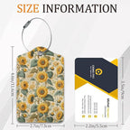 Sunflower Luggage Tags for Suitcase 3 Pack, Privacy Cover ID Label with Stainless Steel Loop and Address Card for Travel Bag Suitcase