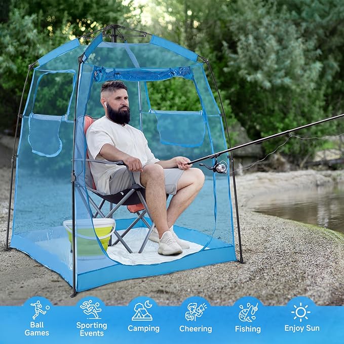 All Weather Proof Pod Sports Pod,540°View Weather Tent,1-4 Person Instant Tent with Sealed Floor,Outdoor Screen House with Carrying Bag,Screen Room for Sport Event,Camping,Fishing