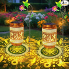 Gifts for Mom, Mom Gift Solar Lanterns Outdoor, Mother Birthday Gift from Daughter Son, Metal Solar Hanging Hummingbird Lights with Shepherd Hook for Outside Garden Yard Patio Pathway (2 Pack)