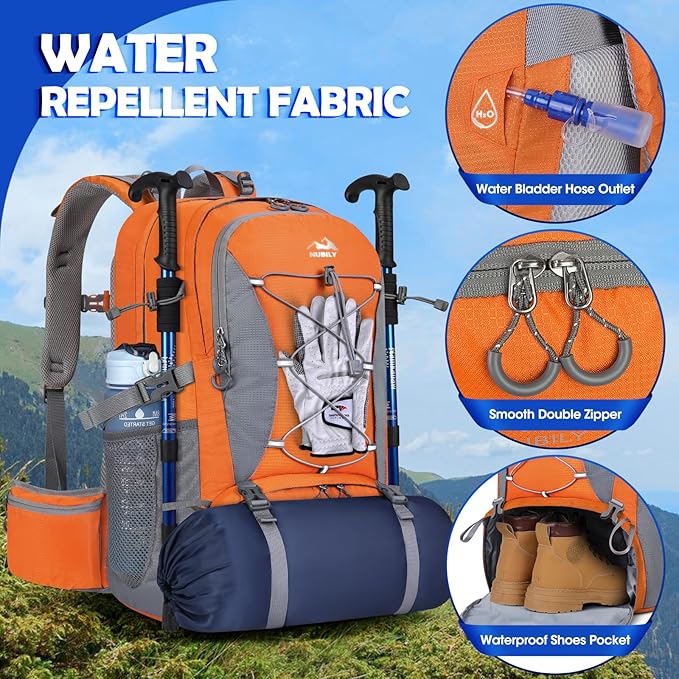 NUBILY 50L Hiking Backpack Waterproof Camping Backpack for Men Women Lightweight HIking Daypack Outdoor Travel Daypack