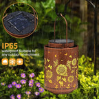 Solar Outdoor Lanterns, Butterflies Garden Decor LED Light Hanging Waterproof Metal Lanterns for Patio, Pathway, Yard