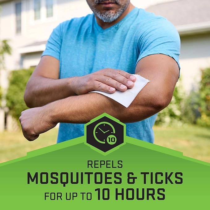 Repel Insect Repellent Mosquito & Tick Wipes 12% Picaridin, Repels Mosquitoes and Ticks for Up to 10 Hours in A Convenient Travel Wipe for Whole-Family Mosquito and Tick Protection,15 Count, 3 Ounces