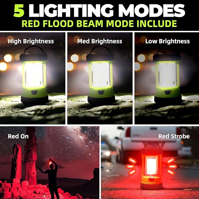 Camping Lantern 3000LM, LED Lanterns for Power Outages with 4400mAh Phone Charger, Impact-Resistant Rechargeable Lantern, 5 Light Modes Waterproof Lantern for Hurricane Emergency(Pale Green)