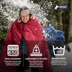 Horizon Hound Down Camping Blanket - Outdoor Travel Quilt | Sustainable, Insulated, Lightweight & Warm Gear for Sleep, Camping, Stadium, Hiking & Festivals | Water Resistant, Packable & Compact