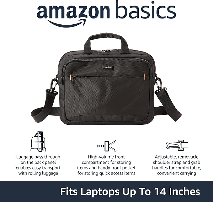 Amazon Basics 14 Inch Laptop and Tablet Shoulder Bag Carrying Case, Black, 24-Pack