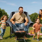 Oversized Camping Chairs Extra Wide 400lbs Capacity, Heavy Duty Folding Outdoor Chair with 2 Cup Holder & Storage Pocket, Padded and Portable Lawn Chair for Adults, Camp, Fishing, Tailgating, Picnic