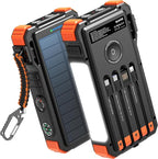 BLAVOR Solar Power Bank 20000mAh/74000mWh Built-in Cables, Wireless Charger for Apple Watch, 20W Fast Charging Battery Pack with USB C, Flashlight, Solar Charger for iPhone, iPad, iWatch, Samsung