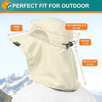 SUN CUBE Wide Brim Sun Hat with Neck Flap, UPF50+ Hiking Safari Fishing Hat for Men Women, Sun Protection Beach Hat