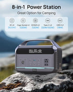 DaranEner Portable Power Station, Outdoor 288Wh(90,000mAh) LiFePO4 Battery, 600W(1200W Surge) AC Outlets, 1.7H Fast Charging Solar Generator for Camping, RV Travel, Home Use（Solar Optional)
