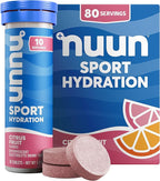 Nuun Sport Electrolyte Tablets with Magnesium, Calcium, Potassium, Chloride & Sodium, Gluten Free & Vegan, Citrus Fruit, 8 Pack (80 Servings Total)