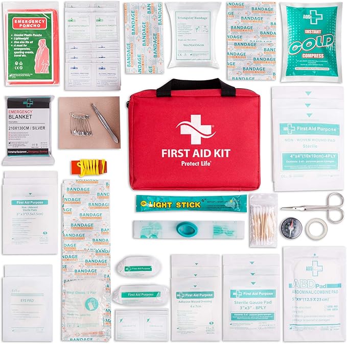 Protect Life Business First Aid Kit, Emergency First Aid Kit for Office Setting, Medical Kit Supplies, First Aid Kits for Businesses, School & Commercial Use - 200 Pieces