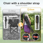 LET'S CAMP Oversized Camping Chairs 29.52" High Back Heavy Duty Lawn Chair Support 500LBS, Portable Collapsible Chair with Cup Holder, Side Pocket,2 Pack(Black)