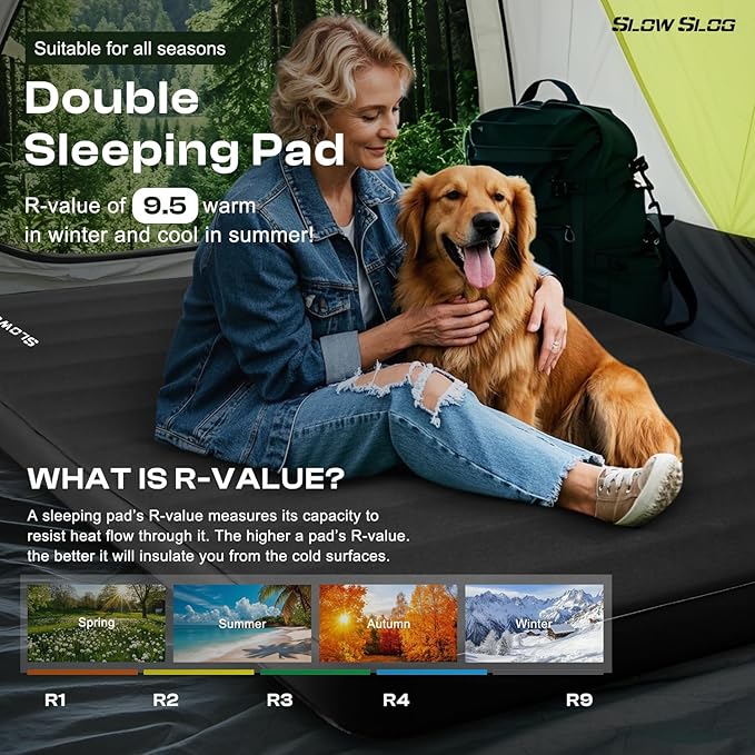 Self-Inflating Sleeping Pad with Portable Electric Air Pump, 4in Thick Memory Foam Camping Mattress for Tent Cot & Car Travel, Fast Inflate & Deflate Camping Pad