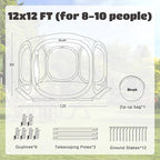 Pop Up Screen Tent Canopy, Portable Screen Canopy with Mosquito Net, Outdoor Screen Room Tent 12 x12 FT with Carry Bag for Lawn & Garden, Parties，Beige