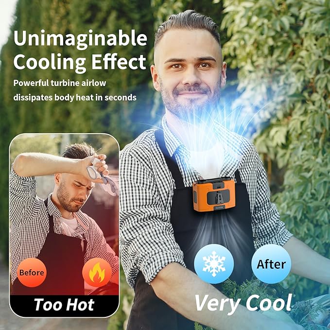 Socool 10000mAh Portable Waist Fan Clip on Wearable Belt Personal Fans Rechargeable Battery Operated, 20H Cooling with 10 Speeds & Dual Motors,Neck Hanging Hands-Free for Outdoor Travel Power Bank