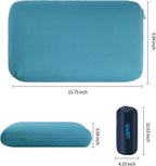 Memory Foam Travel Pillow, Camping Pillow for Sleeping with Portable Bag, Easy to Carry, Small Foam Pillows, Double-Layered Pillow Cover (Peacock Blue)