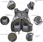BASSDASH Strap Fishing Vest Adjustable for Men and Women, for Fly Bass Fishing and Outdoor Activities