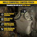 M-Tac Canteen Water Bottle - 1 Quart Water Canteen (34 Oz/1L) - Tactical Water Bottle for Military Hiking Camping Survival (Black)