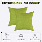 Kevin Textile Pack of 2 Outdoor Waterproof Throw Pillow Covers Spring Decorative Farmhouse Checkered Square Solid Cushion Cases for Patio Garden Porch Sofa Green 18x18 inch