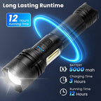 THY TRY Rechargeable LED Flashlights High Lumens, 90000LM Super Bright Flashlights with 7 Modes, High Powered Handheld Flash Light for Home Camping Hiking Night Work (2 Pack)