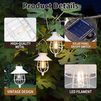 YAKii 2 Pack Solar Lantern Hanging Waterproof Outdoor Metal Solar Lamp with Warm White Light Decorate for Yard Garden Pathway Patio Porch Decor (White)