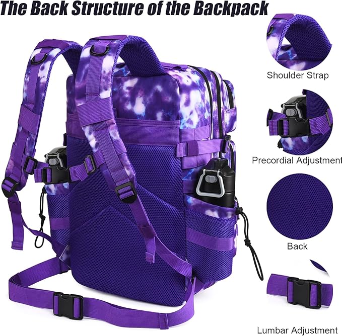 Military Tactical Backpack 45L Large Tactical Backpack for Men, Hiking Rucksack With Bottle Holder