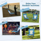 HaSteeL Folding Beach Chair Set of 2, Foldable Striped Camping Chairs for Outside, Low Beach Chair Portable for Adults Fishing, Picnic, Outdoor BBQ, Travel, Sports, Cup Holder & Storage Bag