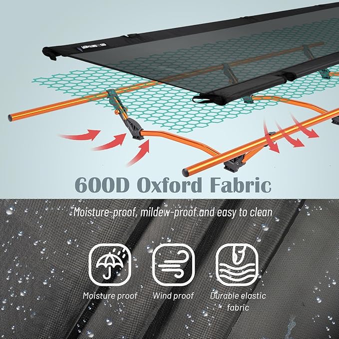 G2 Foldable Camping Cot, Durable Travel Tent Cot, Ultralight for Backpacking, Summer Hiking, Mountaineering, Max Loading Capacity 264lb, Easy to use for Woman & Man, Comes with Storage Bag