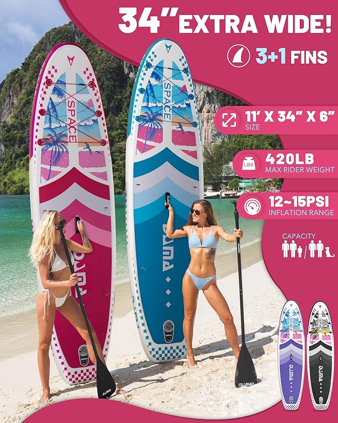 DAMA 11'*34"*6" Inflatable Paddle Board, Paddle Boards for Adults,Sup,Lightweight and Durable, Easy to Inflate, Versatile in Style, Fully Functional, Equipped w/High Grade Accessories.