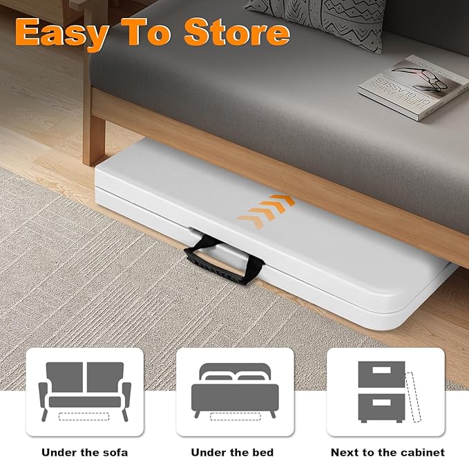 6ft Folding Table, Portable Heavy Duty Plastic Fold-in-Half Utility Table for Indoor/Outdoor Use, Dining, Camping, Picnic, Party, White