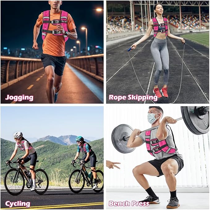 FUFF Weighted vest woman - 5lb/10lb/12lb/15lb/20lb/25lb/30lb Weights with Reflective Stripe, Weighted Vest for Men Women Strength Training Running Walking Jogging