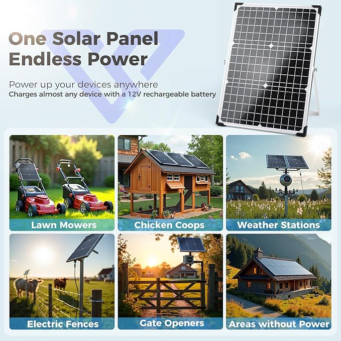 Solar Panel Kit 30W 12V, Solar Battery Trickle Charger Maintainer, Waterproof Solar Panel + Upgrade Charge Controller + Adjustable Mount Bracket for Boat RV Motorcycle Marine