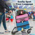 BlueCosto - Luggage Tags - Multicolored, 10 Pack - Suitcase Tags with Name ID Card & Heavy-Duty Metal Wire Loops - Bright Colored PVC Identifiers for Travel Baggage - Backpack Name Labels