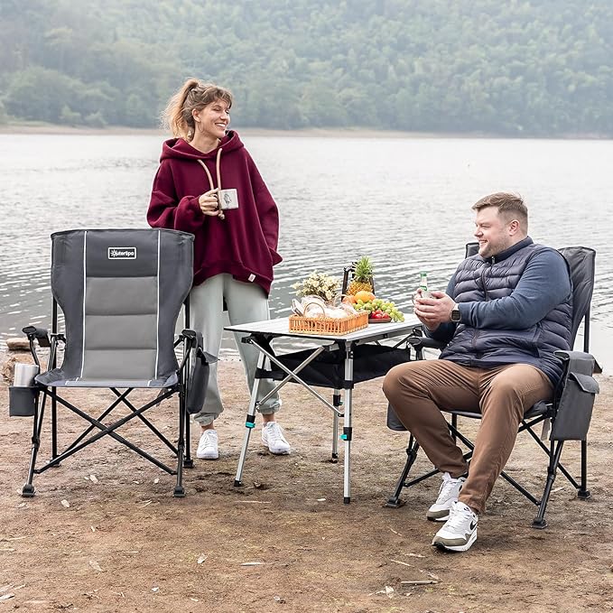 Oversized Folding Camping Chairs for Adults Heavy Duty, Support 500lbs Big and Tall High Back Camping Chairs for Heavy People Padded Lawn Chairs Camp Chairs for Patio,Beach,Camp,Lawn,Outdoor