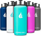 HYDRO CELL Stainless Steel Insulated Water Bottle with Straw - For Cold & Hot Drinks - Metal Vacuum Flask with Screw Cap and Modern Leakproof Sport Thermos for Adults (Teal 32oz)