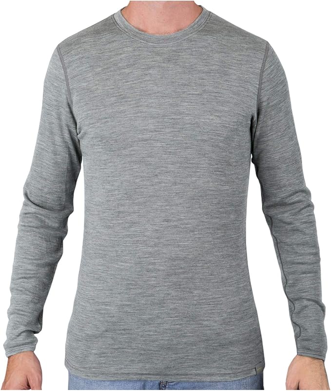 MERIWOOL Mens Base Layer - 100% Merino Wool Midweight Long Sleeve Thermal Shirt