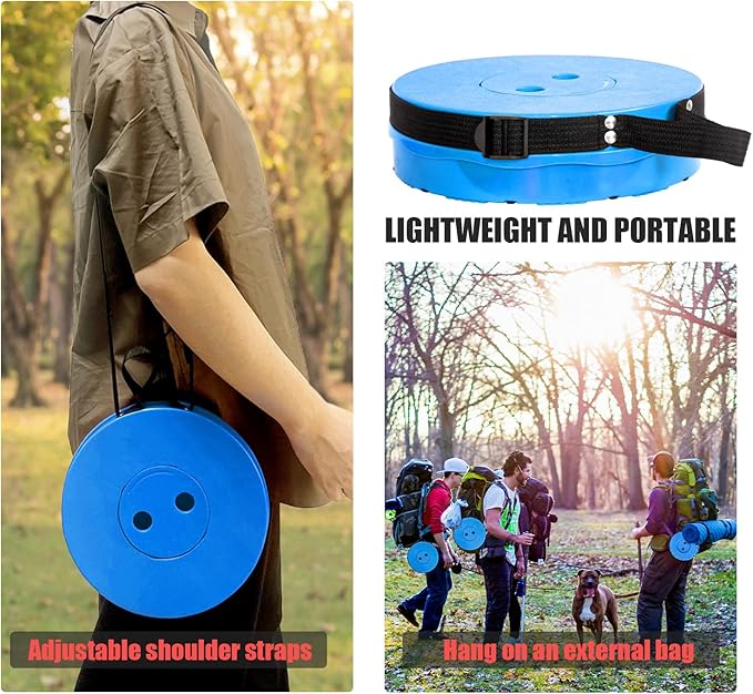 2PCS Upgraded Collapsible Stool Thickened Set, Portable Stool Folding Stools, Foldable Chair for Camping Fishing Hiking BBQ and Outdoor Activities - Max 400lbs（Blue）