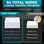 XL Body Wipes for Men - 50 No Rinse Shower Sheets + 4 Travel Bath Sachets - 9"x12" After Gym Mens Deodorant Wipes - Adult Disposable Washcloths, Face Towels for Camping Essentials & Survival Gear