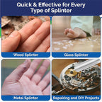 Painless Splinter Removal Kit - 3 Pack | Pull Out Splinters Fast & Easy | Essential First Aid for Home, Travel, Camping, Hiking, Woodworking, DIY & Outdoor Adventures | No Tweezers Needed