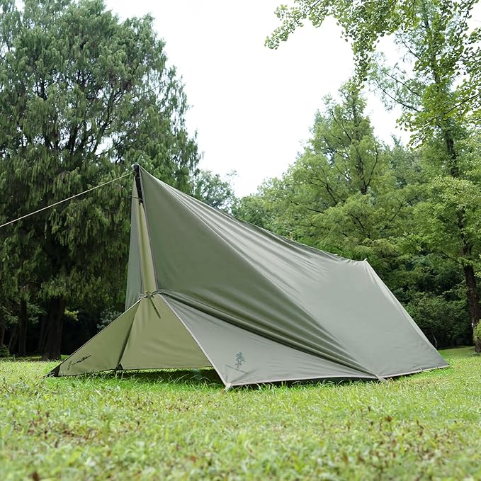 FREE SOLDIER Camping Tarp Waterproof Portable Multifunctional Outdoor Traveling Awning Backpacking Shelter Rain Tarp (Bean Green 10×10.5ft)