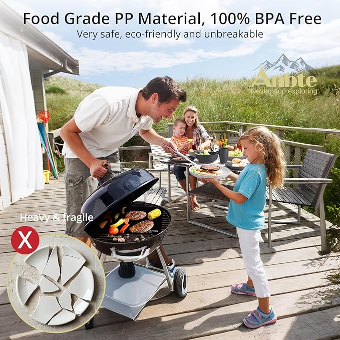 12pcs Unbreakable Camping Dinner Set, 4 Person Set, Reusable, Microwave & Dishwasher Safe, Modern Durability, White, Gray, Dark Gray, Black