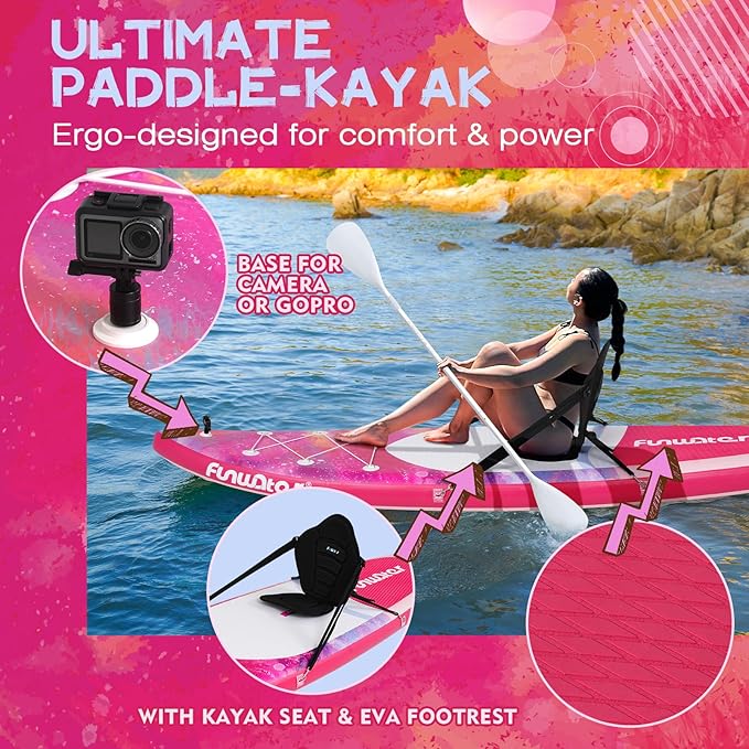 FunWater Stand Up Paddle Board Ultra-Light Inflatable Paddleboard with SUP Accessories for Adults & Youth of All Skill Levels