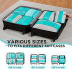 8 Set Compression Packing Cubes for Travel Essentials,Compressible Expandable Packing Cubes for Suitcase,OlarHike Luggage Organizer Bags for Travel,Handy Helper for Organizing Clothes(Blue Green)