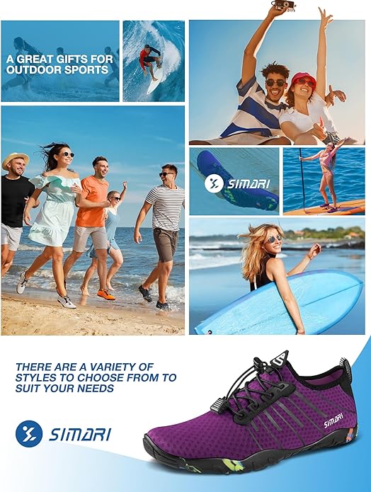 SIMARI Water Shoes for Women Men - Barefoot Quick-Dry Aqua Socks | Lightweight Swim Shoes for Surfing, Swimming, Beach Sports, Kayaking, Diving | Non-Slip Design