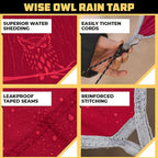 Wise Owl Outfitters Hammock Rain Fly – Waterproof Camping Tarp Cover with Tent Stakes & Carry Bag, Ultralight Shelter for Backpacking & Outdoor Shade